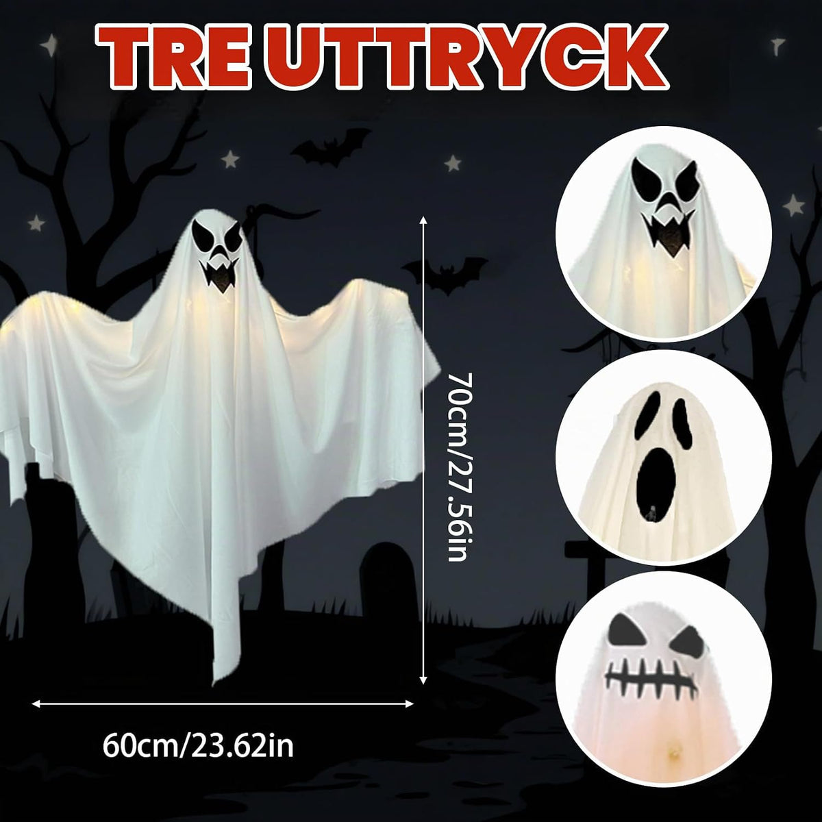 3 stycken halloween hängande spöken