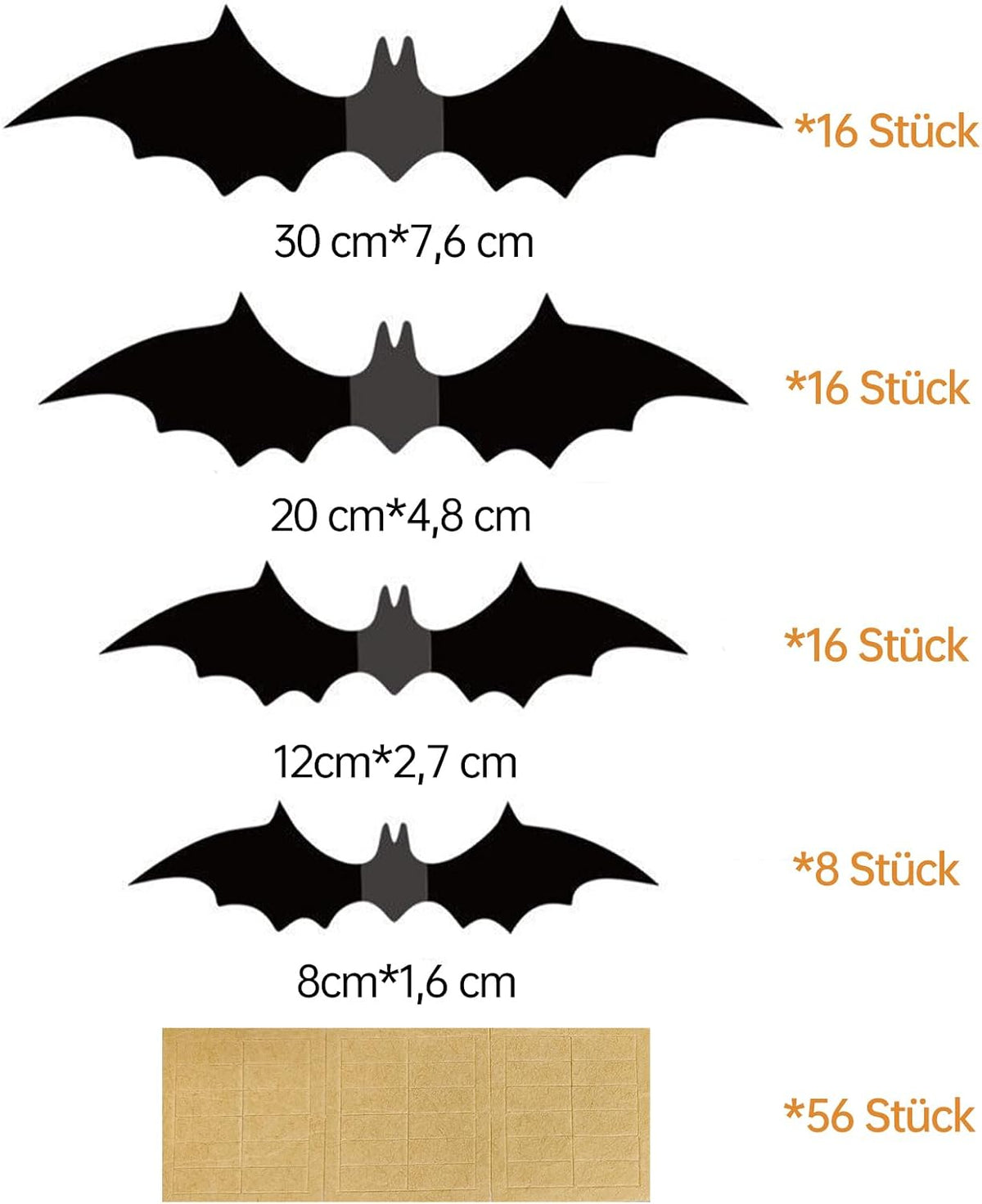 GoldRock 3D-fladdermusdekorationer för halloween, 32 stycken väggklistermärken i 4 olika storlekar, av vattentät PVC, läskig svart, avtagbar fladdermus i set för gör-det-själv-dekoration för