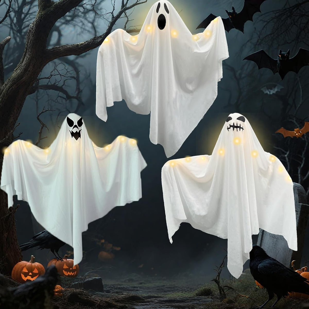 3 stycken halloween hängande spöken