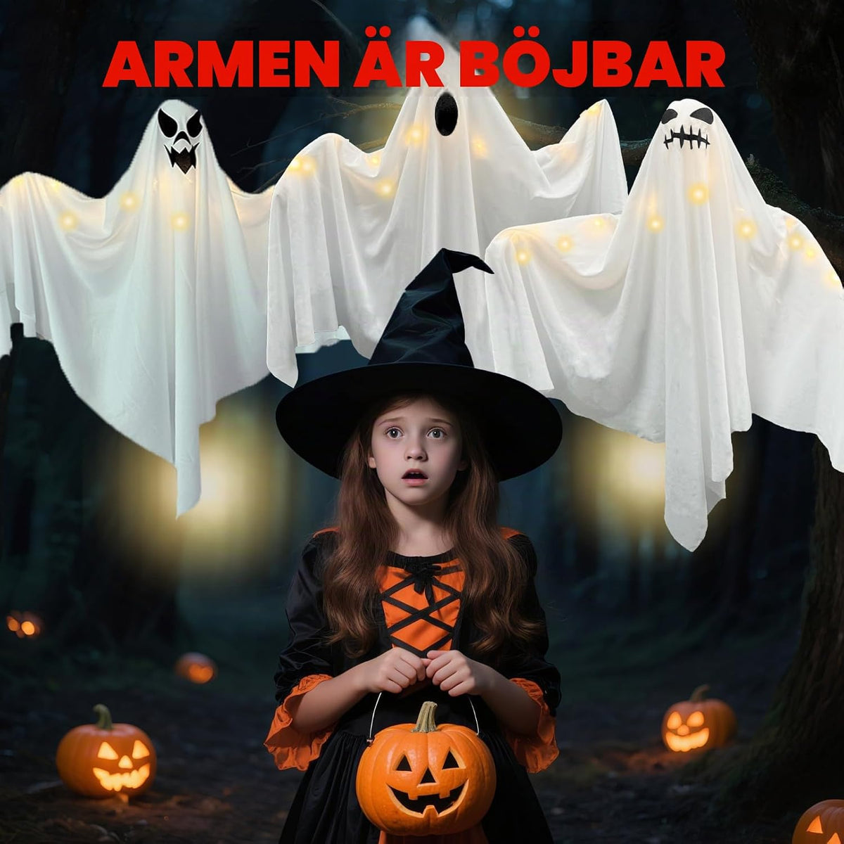 3 stycken halloween hängande spöken