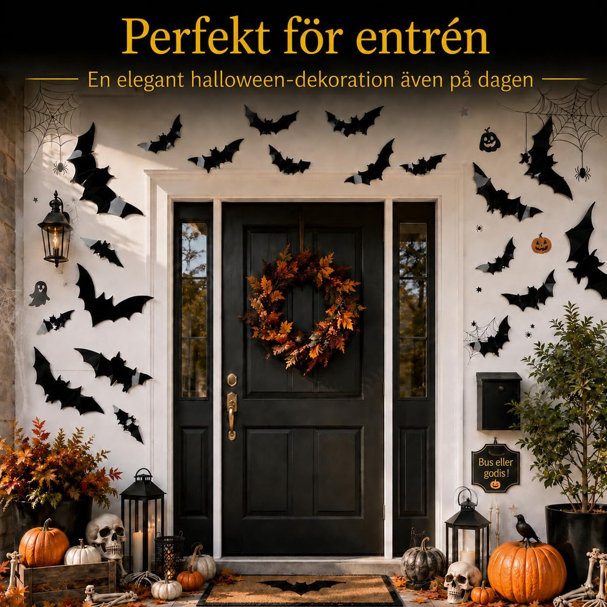 Halloween Dekoration Utomhus 24 lysande 3D-Fladdermöss för Dörr Och Fönster
