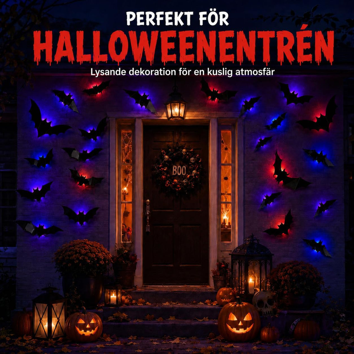 Halloween Dekoration Utomhus 24 lysande 3D-Fladdermöss för Dörr Och Fönster