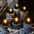 12 Pack Flameless LED Tea Light Candles, Black Halloween Decor, Battery Operated, Indoor Party Decorations